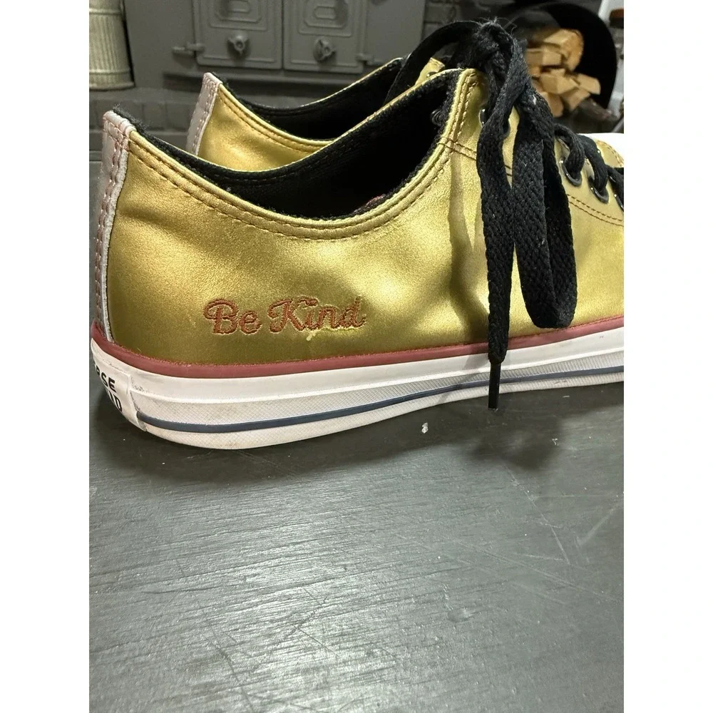 Custom‎ Converse All Star  Metallic Gold - BE KIND Men's Size 10 Women's Size 12